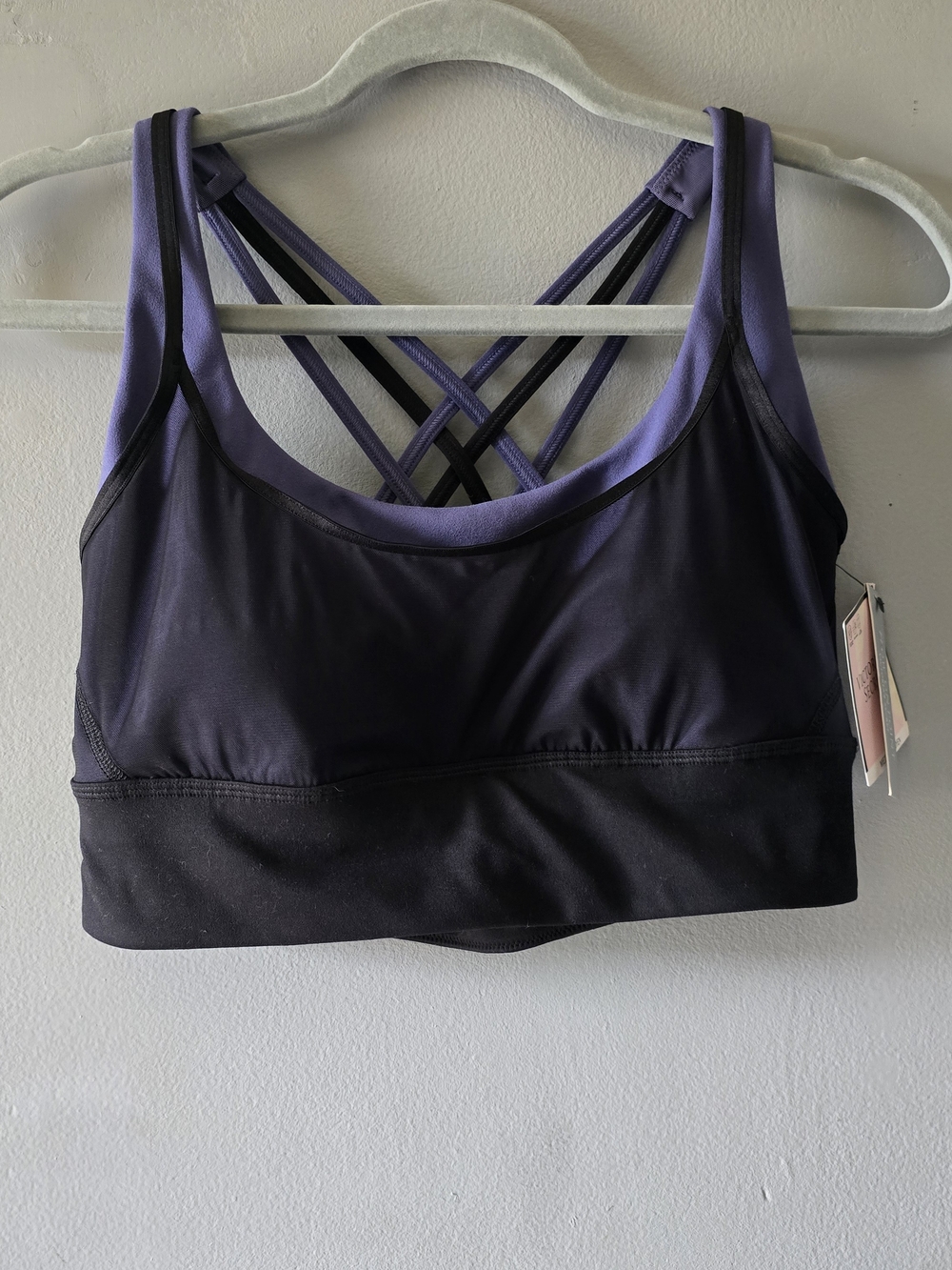 Victoria Secret Purple and Black Strappy Sports Bralette NWT Medium